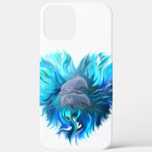 Funda De Case-Mate Para iPhone Par de delfines (Reverso )