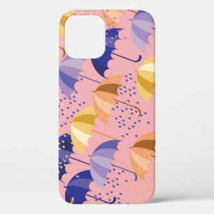 Funda Para iPhone 12 Paraguas, gotas, motivos inmaculados.