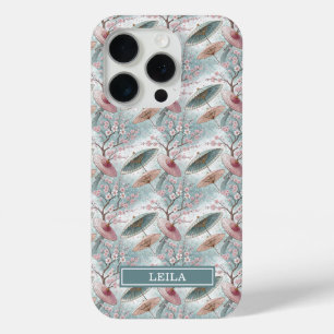 Funda Para iPhone 15 Pro Paraguas japonés con patrón de Sakura monogramado