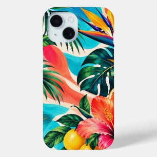 Funda Para iPhone 15 Paraiso Botánico de Hibisco Tropical Arte