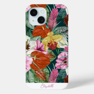 Funda Para iPhone 15 Paraíso Costero Retro Personalizado Floresce