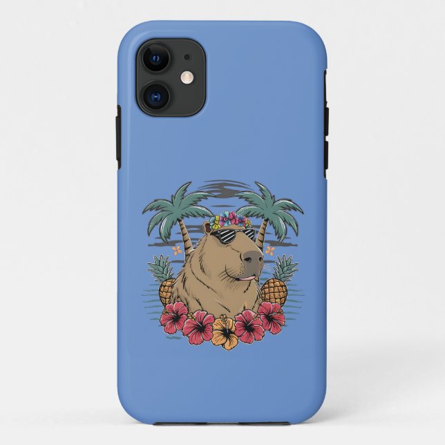 Funda De Case-Mate Para iPhone Paraíso de los capibara tropicales (Reverso)