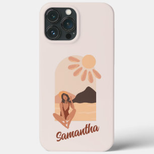 Funda Para iPhone 13 Pro Max Paraíso de playa verano retro nombre personalizado