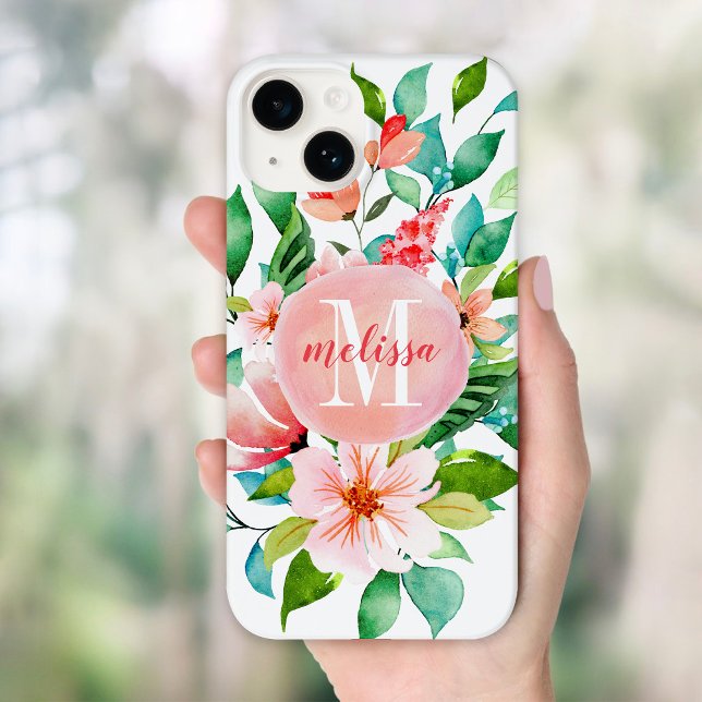 Funda De Case-Mate Para iPhone Paraíso Floral Acuarela Monograma (Subido por el creador)