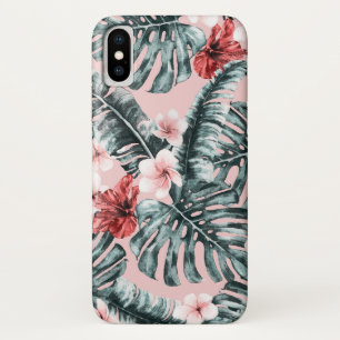 Funda Para iPhone X Paraiso Rosa Isla Tropical Floral Botánico