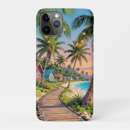 Funda Para iPhone 11 Pro Paraíso Tropical Cabaña Costera junto al Mar Océan