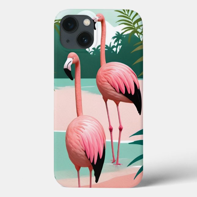 Funda De Case-Mate Para iPhone Paraíso tropical del flamenco (Reverso)