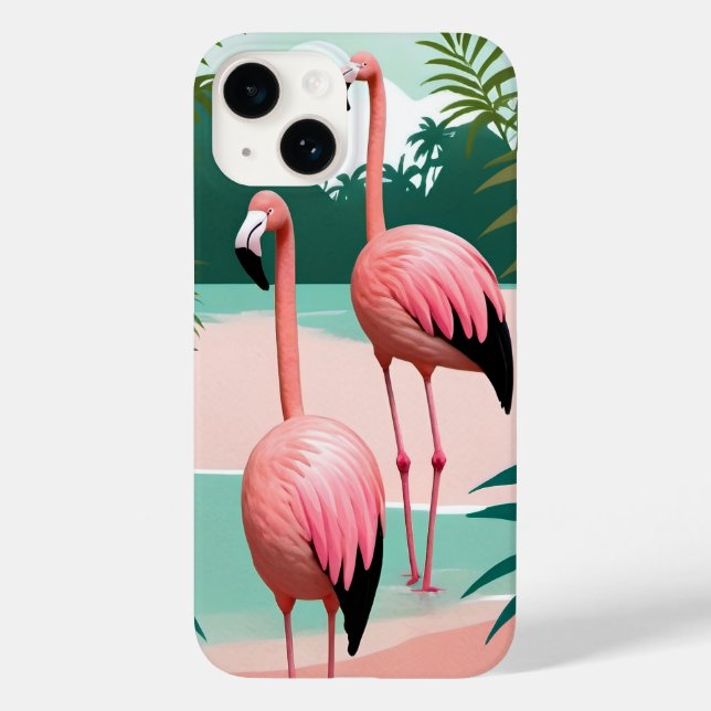 Funda De Case-Mate Para iPhone Paraíso tropical del flamenco (Reverso )