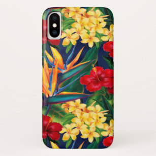 Funda Para iPhone X Paraíso tropical hawaiano floral vertical