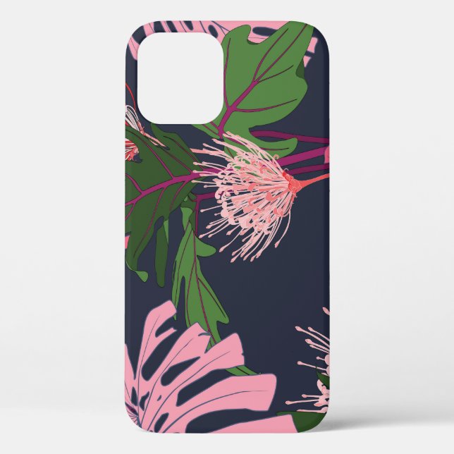 Funda De Case-Mate Para iPhone Paraíso tropical: hojas y flores exóticas (Reverso )