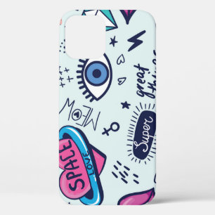 Funda Para iPhone 12 Parche de Moda: Pegatinas de Pop Art.