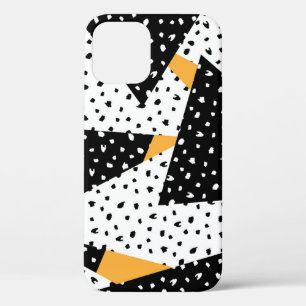 Funda Para iPhone 12 Parche de puntos mínimos: amarillo blanco negro