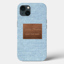 Funda Para iPhone 13 Parche moderno de cuero textil para jeans de denim