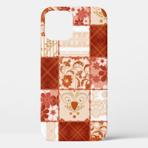 Funda Para iPhone 12 Parche sin costuras de fondo de encaje marrón flor