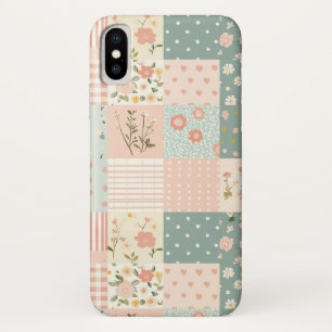 Funda Para iPhone X Parche vintage de jardín en rosa polvoriento y lav
