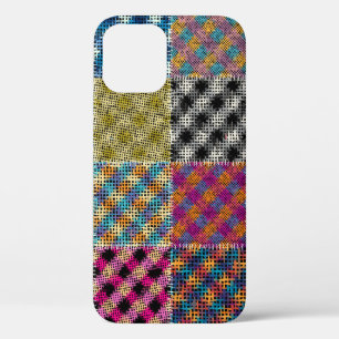 Funda Para iPhone 12 Parchwork Rough Canvas Squares Vintage
