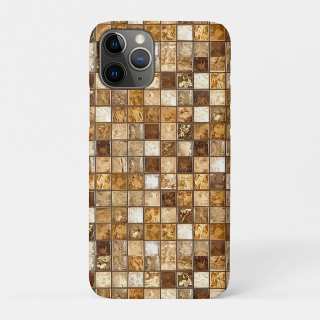Funda De Case-Mate Para iPhone Pared de mosaico marrón y beige (Reverso)