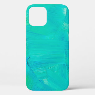 Funda Para iPhone 12 Paredes de pincel verde y azul pintadas con un gru