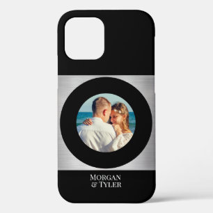 Funda Para iPhone 12 Pro Pareja de bricolaje Foto y nombres Blk Circle Plat
