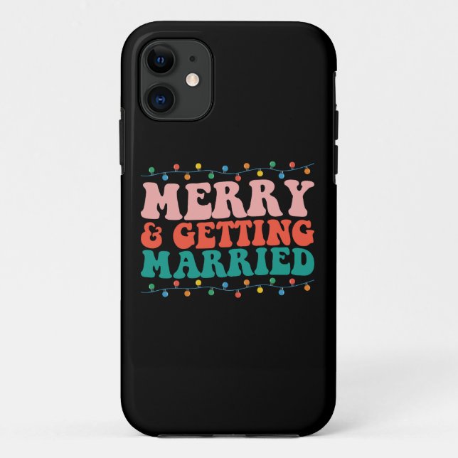 Funda De Case-Mate Para iPhone Pareja de casados alegres y divertidos en Navidad (Reverso)