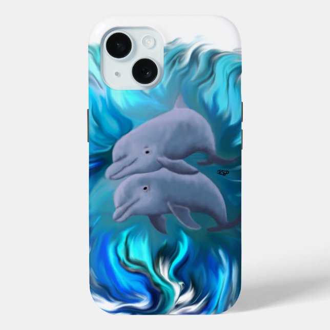 Funda De Case-Mate Para iPhone Pareja de delfines (Reverso )