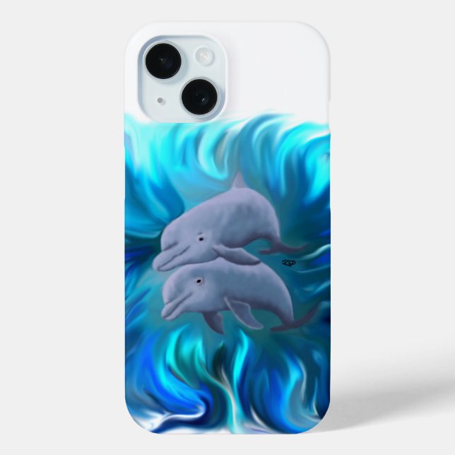 Funda De Case-Mate Para iPhone Pareja de delfines (Reverso )