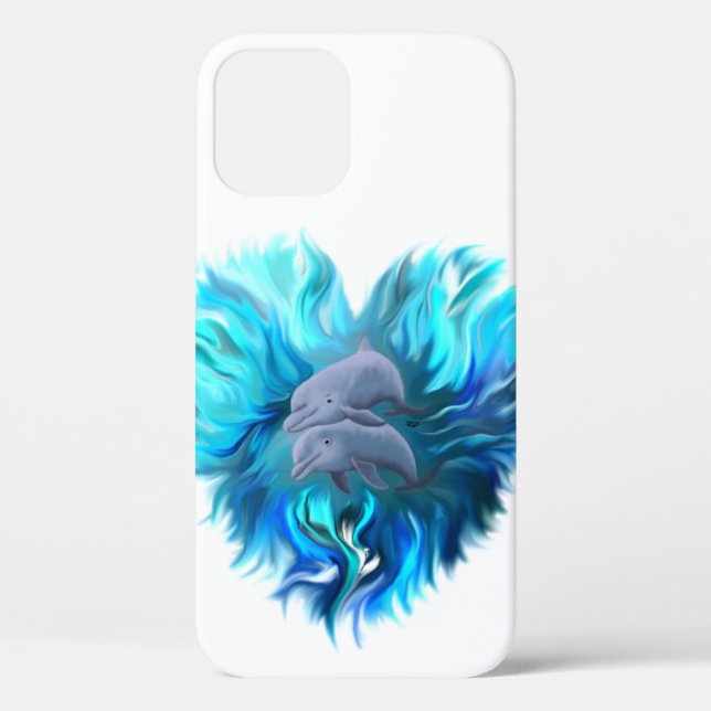 Funda De Case-Mate Para iPhone Pareja de delfines (Reverso )