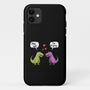 Funda Para iPhone 11 Pareja de dinosaurios T-Rex me abrazan Día de San 