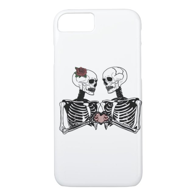 Funda De Case-Mate Para iPhone Pareja De Esqueleto Romántico - Gótico Con Manos D (Reverso)
