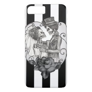 Funda Para iPhone 8 Plus/7 Plus Pareja de Esqueletos Rayados Amor Danza de Boda