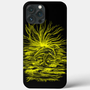 Funda Para iPhone 13 Pro Max Pareja delfín al sol