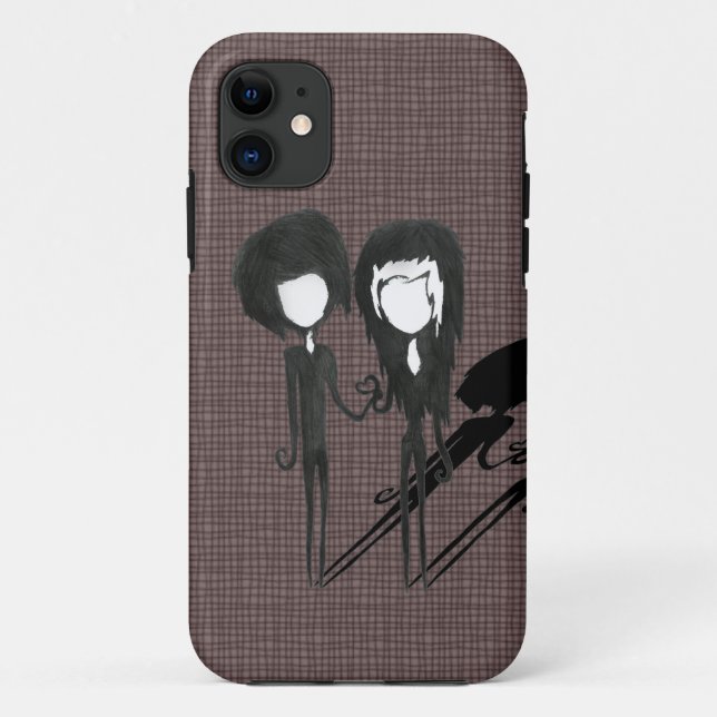 Funda De Case-Mate Para iPhone Pareja Emo Gótica Adorable Chico y Chica (Reverso)