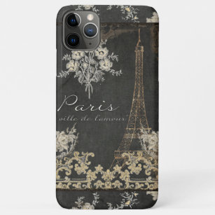 Funda Para iPhone 11 Pro Max París Ciudad del Amor Eiffel Torre Chalkboard Flor
