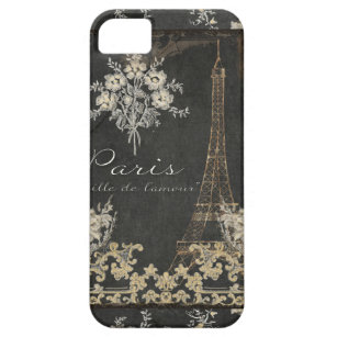 Funda Para iPhone SE/5/5s París Ciudad del Amor Eiffel Torre Chalkboard Flor