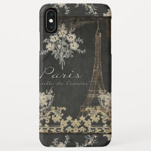 Funda Para iPhone XS Max París Ciudad del Amor Eiffel Torre Chalkboard Flor
