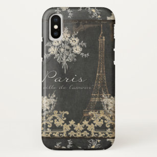 Funda Para iPhone XS París Ciudad del Amor Eiffel Torre Chalkboard Flor
