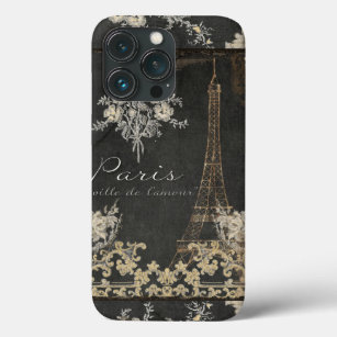 Funda Para iPhone 13 Pro París Ciudad del Amor Eiffel Torre Chalkboard Flor