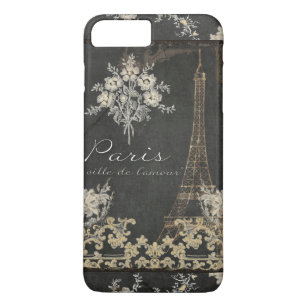Funda Para iPhone 8 Plus/7 Plus París Ciudad del Amor Eiffel Torre Chalkboard Flor