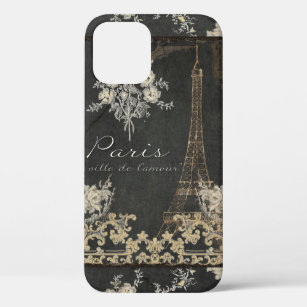 Funda Para iPhone 12 París Ciudad del Amor Eiffel Torre Chalkboard Flor