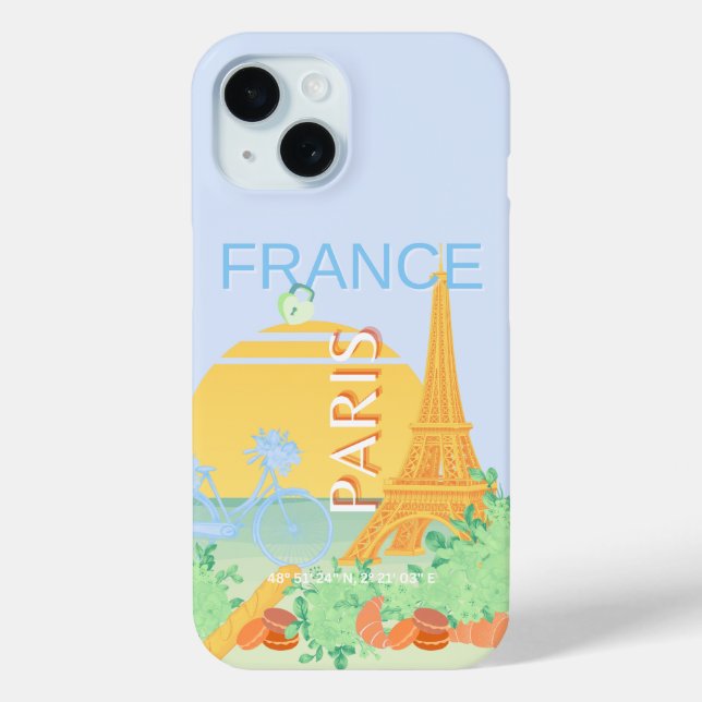Funda De Case-Mate Para iPhone París, Francia, arte de viajes, Preppy, Pastel, Az (Reverso )