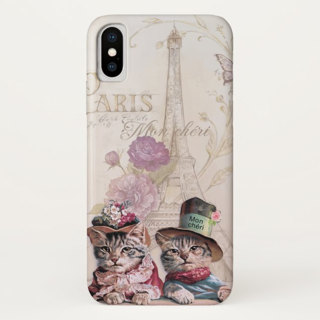 Funda De Case-Mate Para iPhone París Francia gatos (Reverso)