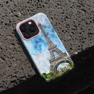 Funda Para iPhone 13 Pro Max París Francia Torre Eiffel Acuarela