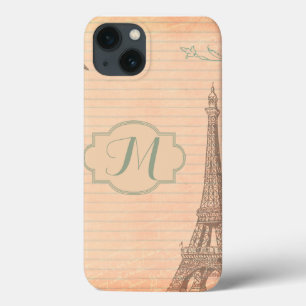 Funda Para iPhone 13 Paris Francia Torre Eiffel Monograma Estuche IPAD