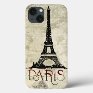 Funda Para iPhone 13 París, guión antiguo de la Torre Eiffel