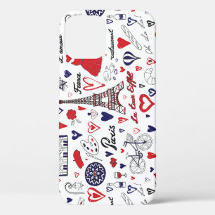 Funda Para iPhone 12 París Vintage: Patrón de línea de viaje