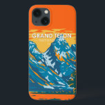 Funda Para iPhone 13 Parque nacional del Gran Tetón Vintage Wyoming<br><div class="desc">Diseño de arte vectorial Grand Teton. El parque incluye los picos más importantes de la Cordillera Teton,  así como la mayoría de las secciones del norte del valle conocido como Jackson Hole.</div>