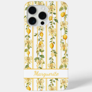 Funda Para iPhone 15 Pro Max Parras de limón con lazos de coqueta monogramados