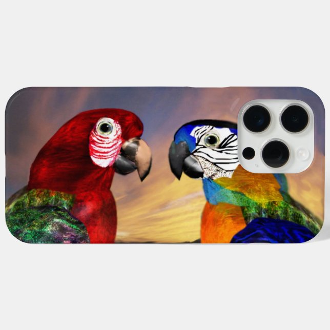 FUNDA DE Case-Mate PARA iPhone PARROS HIPEROS/ARA ROJA Y AZUL (Reverso (Horizontal))