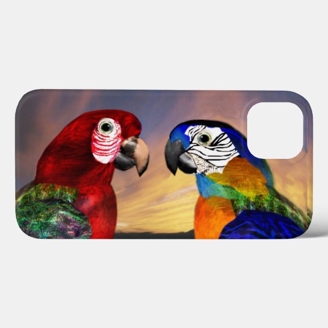 FUNDA DE Case-Mate PARA iPhone PARROS HIPEROS/ARA ROJA Y AZUL (Reverso (Horizontal))