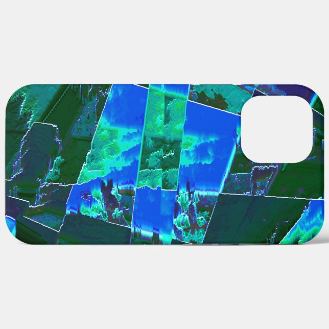 Funda De Case-Mate Para iPhone Partes de pasteles verdes abstractas y cielo azul, (Reverso (Horizontal))